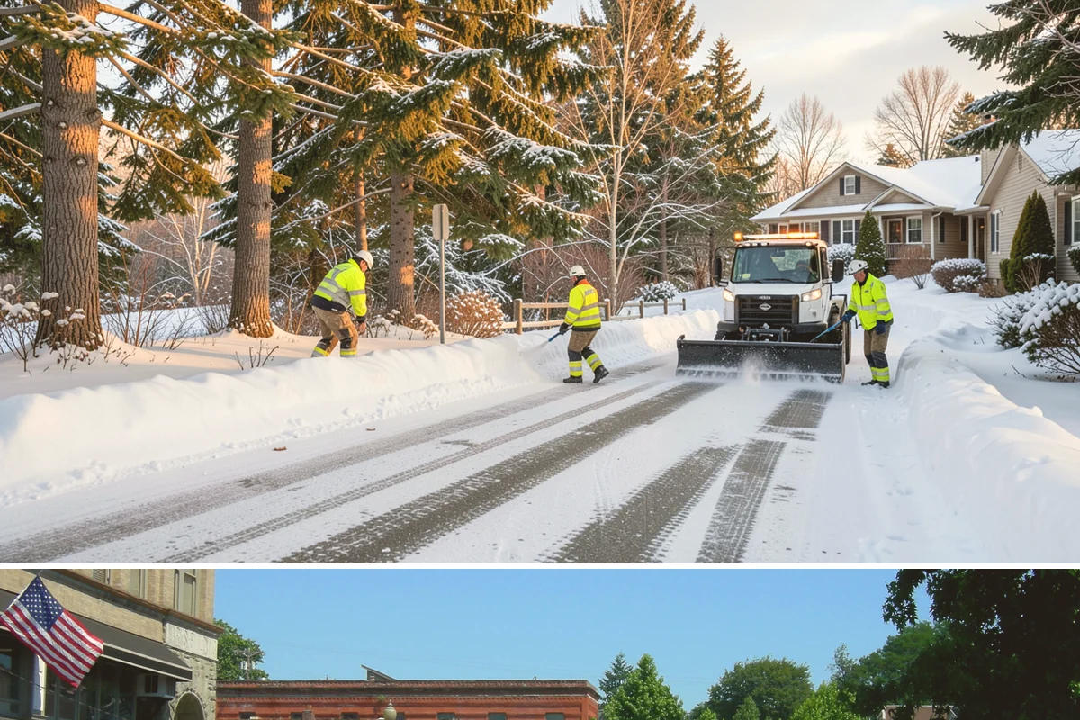 Downtown Snow Hauling in Snohomish, Snohomish County, WA - Downtown hauling is done off-peak or overnight whenever lowland snow sticks and the dense grid leaves nowhere to stack it.