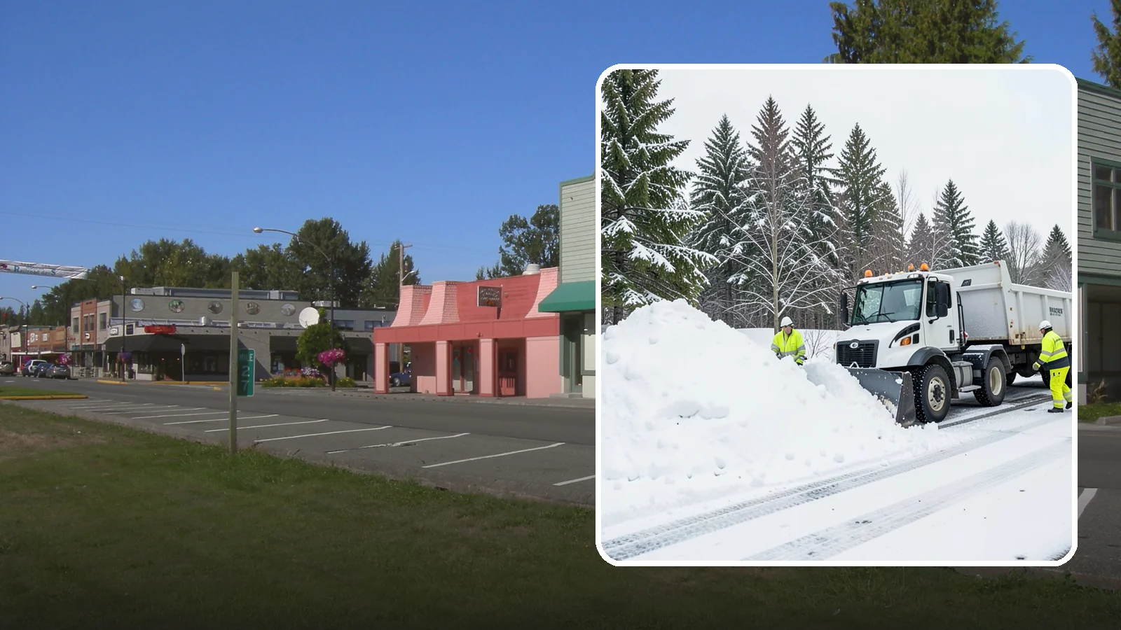 Downtown Snow Hauling in Snoqualmie, King County, WA - We haul snow out of dense downtown blocks where there is simply nowhere on-site to put it.