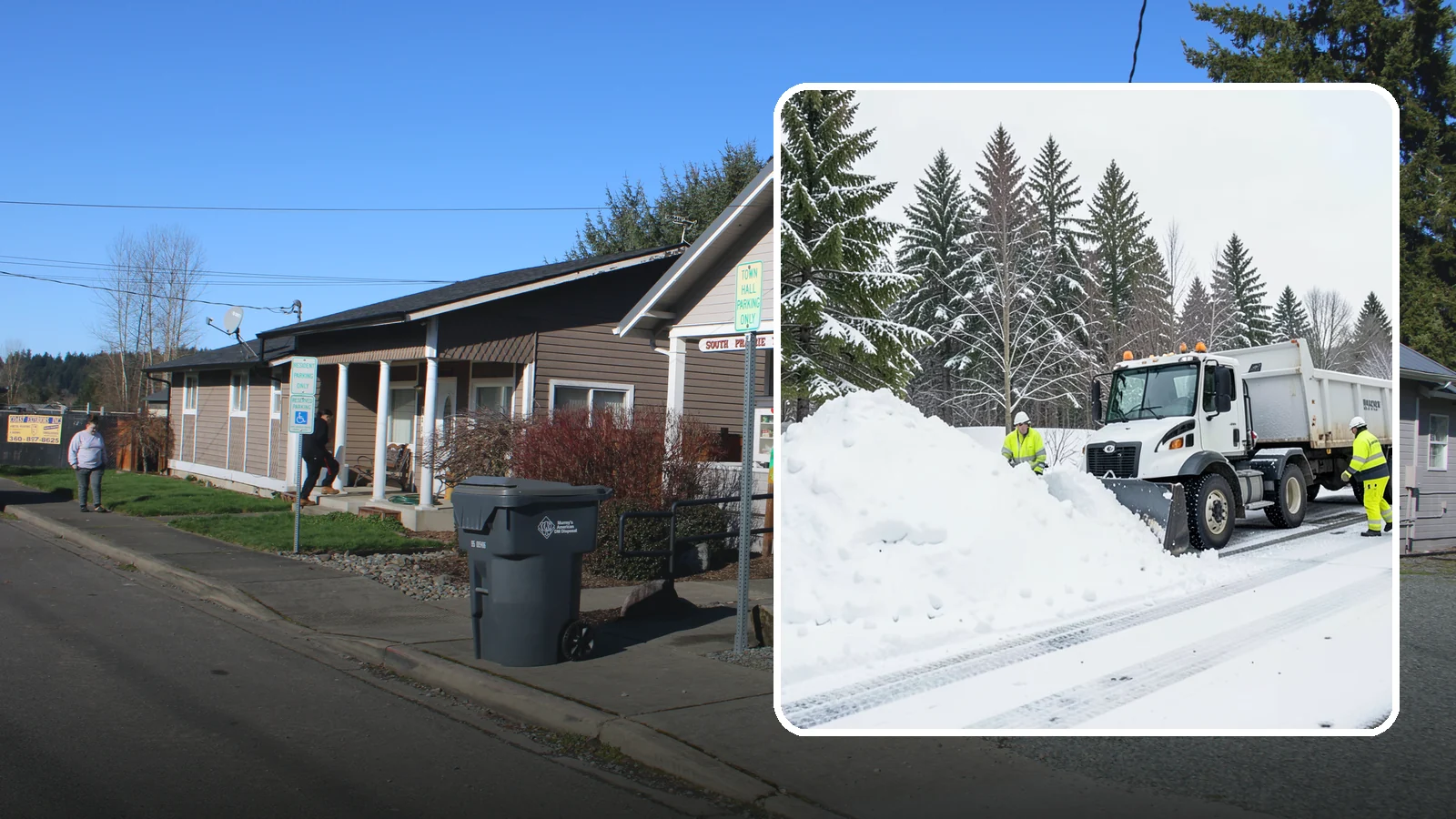 Downtown Snow Hauling in South Prairie, Pierce County, WA - We haul snow out of dense downtown blocks where there is simply nowhere on-site to put it.