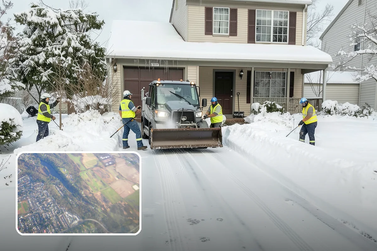 Dump Truck Plowing in Algona, King County, WA - Combined plowing and hauling in a single operation