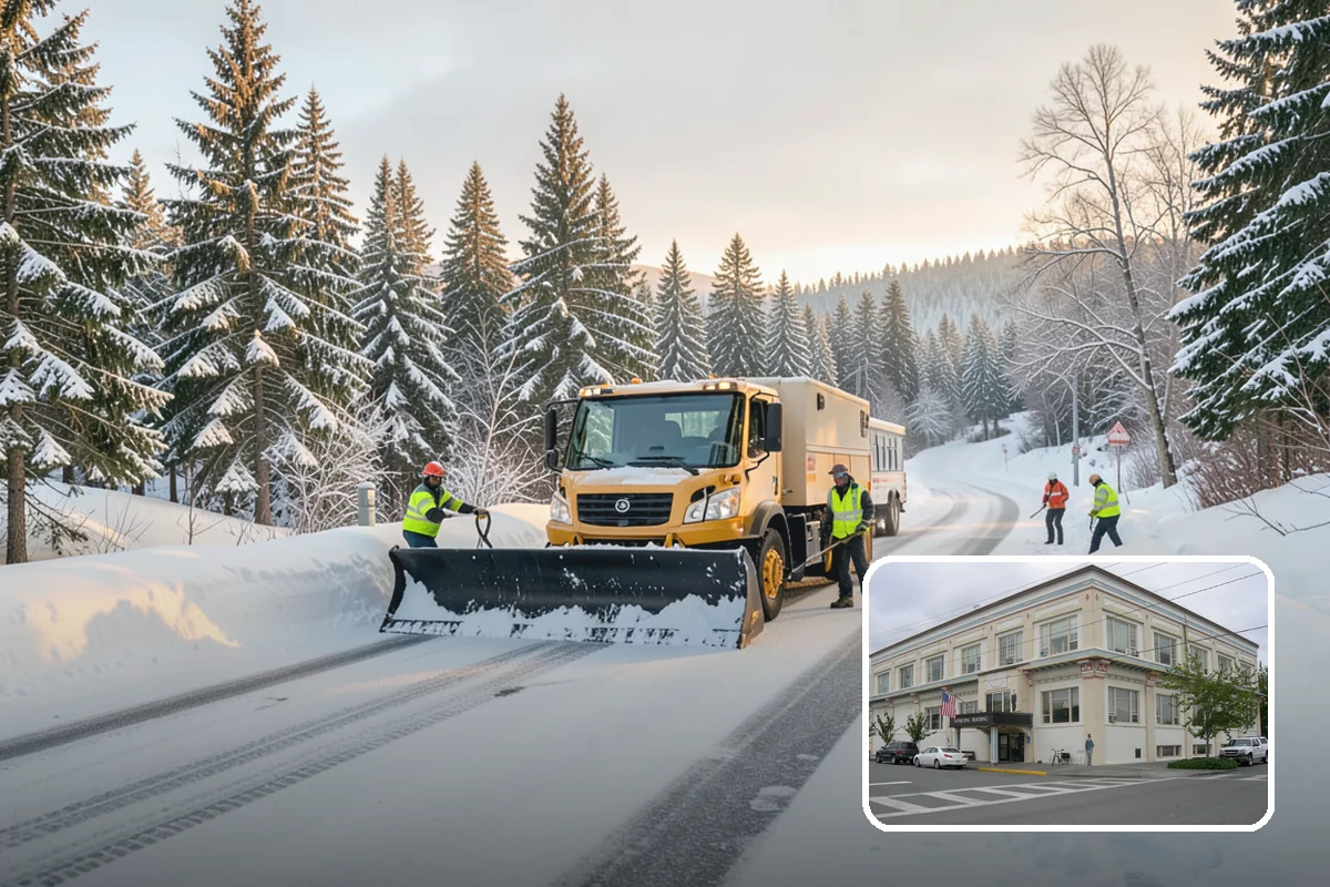 Dump Truck Plowing in Anacortes, Skagit County, WA - Combined plowing and hauling in a single operation
