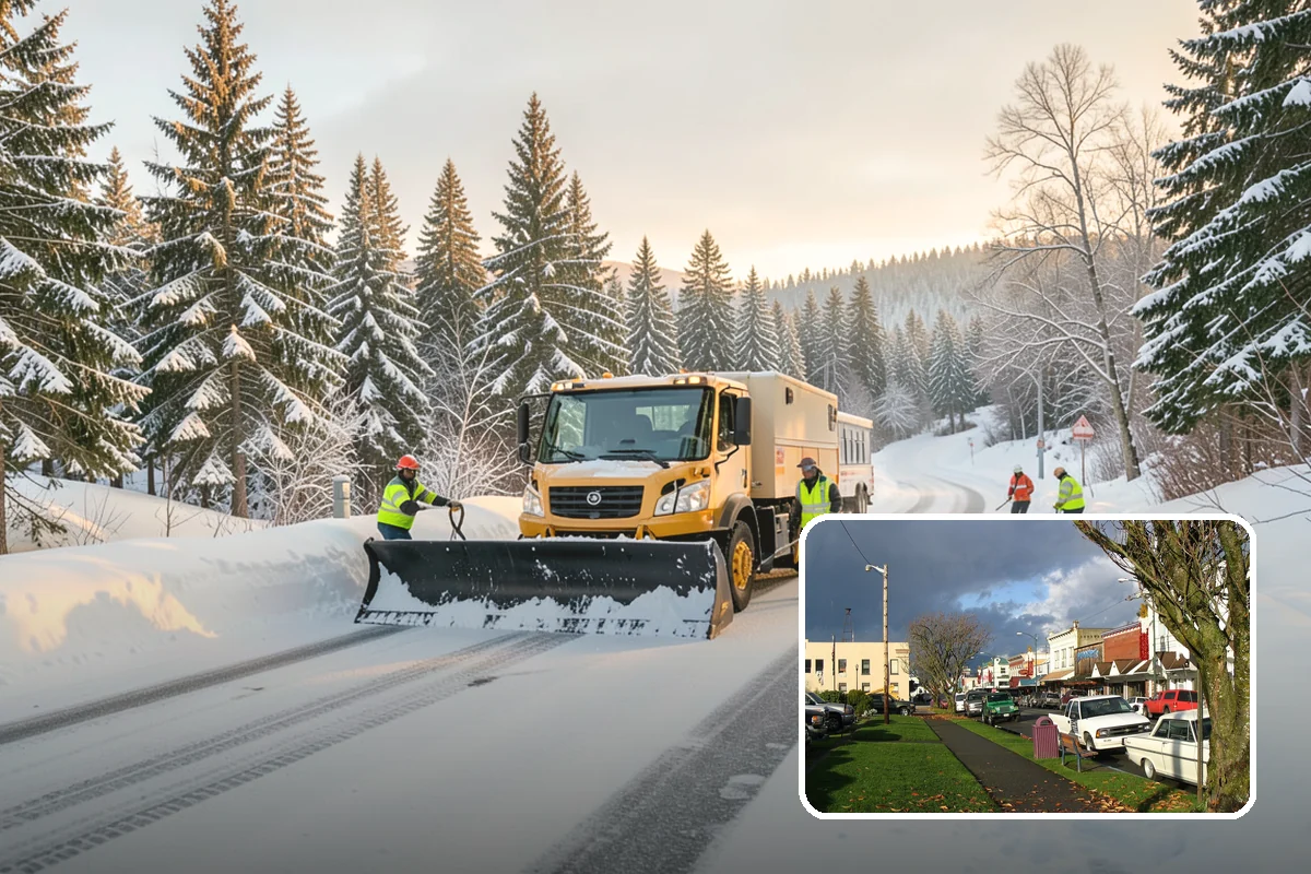 Dump Truck Plowing in Arlington, Snohomish County, WA - Combined plowing and hauling in a single operation