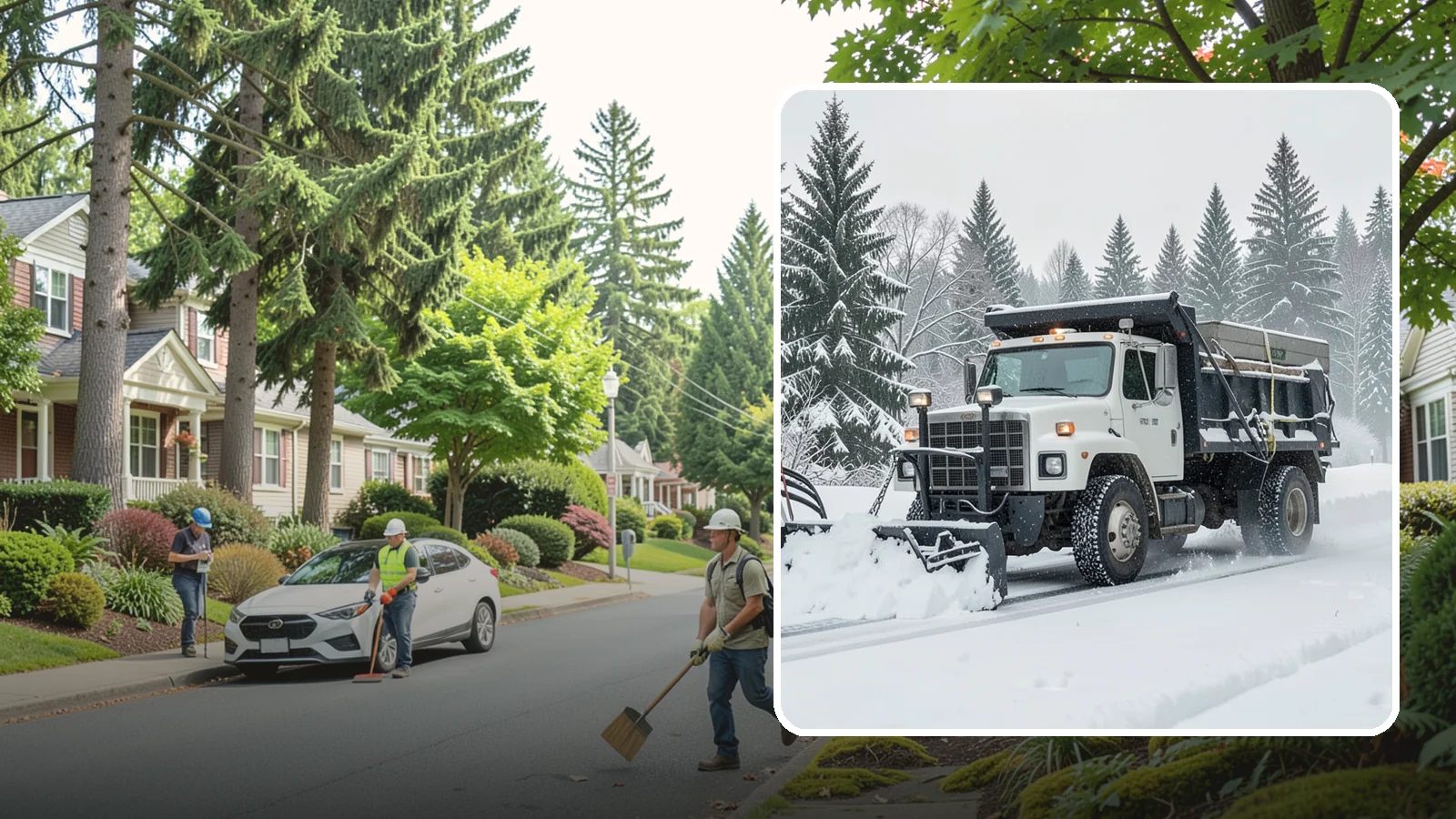 Dump Truck Plowing in Beaux Arts Village, King County, WA - Our plow-equipped dump trucks move heavy snow and haul it away in a single, efficient operation.