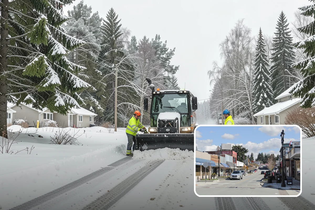 Dump Truck Plowing in Bothell, King County, WA - Combined plowing and hauling in a single operation