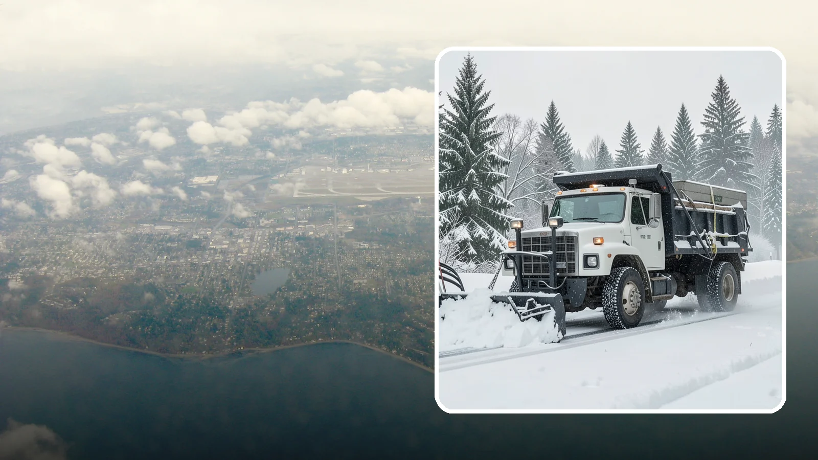 Dump Truck Plowing in Burien, King County, WA - Our plow-equipped dump trucks move heavy snow and haul it away in a single, efficient operation.