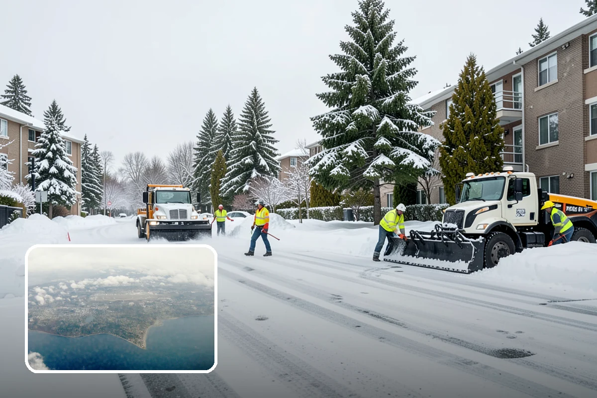 Dump Truck Plowing in Burien, King County, WA - Combined plowing and hauling in a single operation