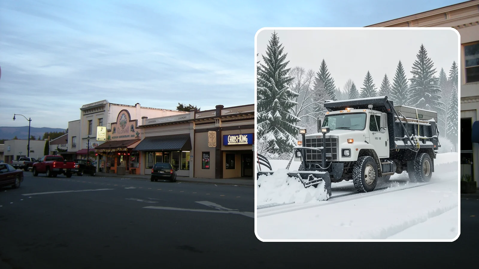 Dump Truck Plowing in Burlington, Skagit County, WA - Our plow-equipped dump trucks move heavy snow and haul it away in a single, efficient operation.