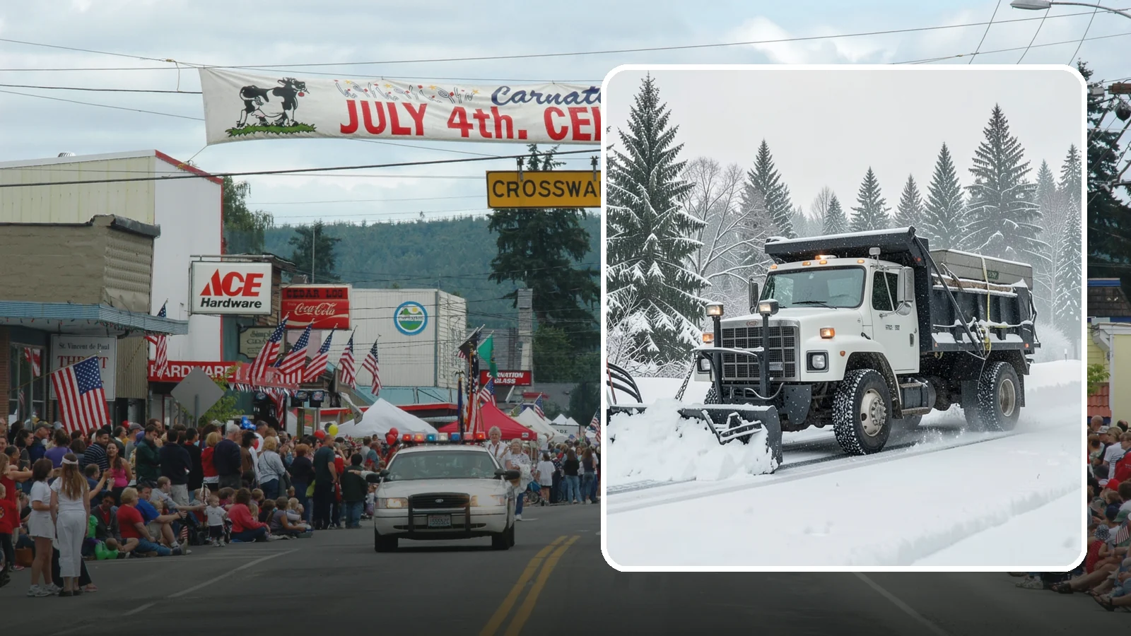Dump Truck Plowing in Carnation, King County, WA - Our plow-equipped dump trucks move heavy snow and haul it away in a single, efficient operation.