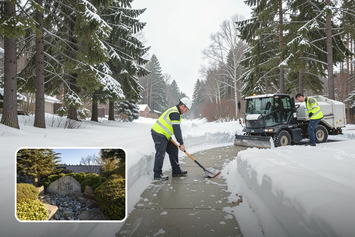 Dump Truck Plowing in Clyde Hill, King County, WA - Combined plowing and hauling in a single operation