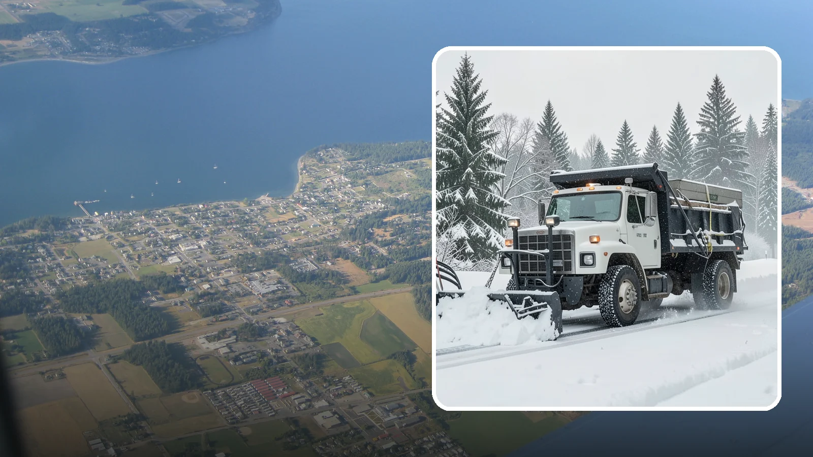 Dump Truck Plowing in Coupeville, Island County, WA - Our plow-equipped dump trucks move heavy snow and haul it away in a single, efficient operation.
