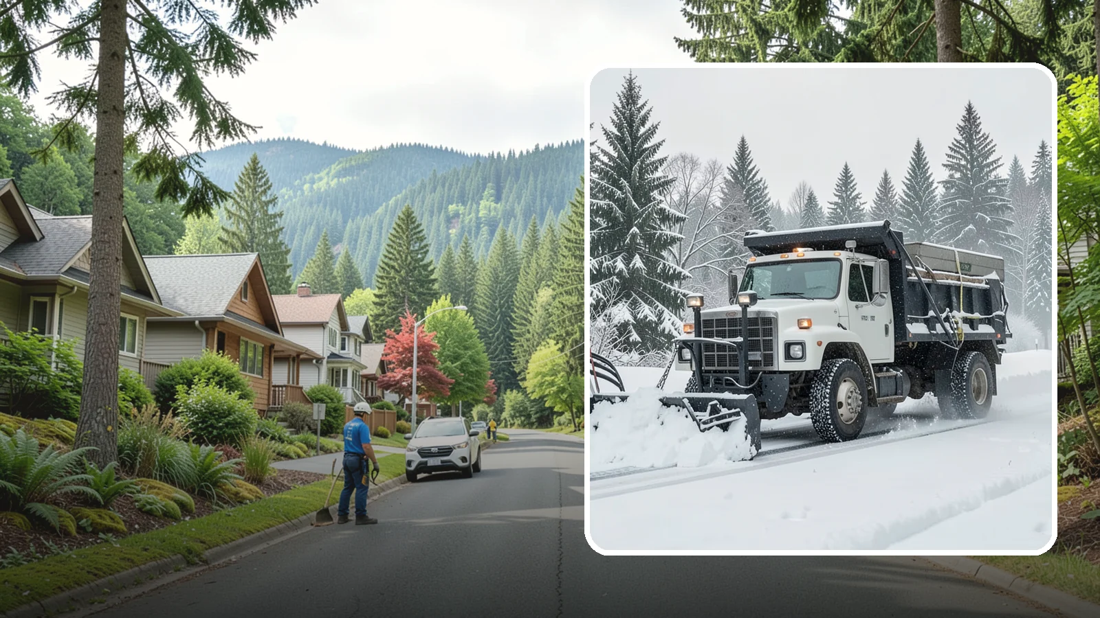 Dump Truck Plowing in Darrington, Snohomish County, WA - Our plow-equipped dump trucks move heavy snow and haul it away in a single, efficient operation.