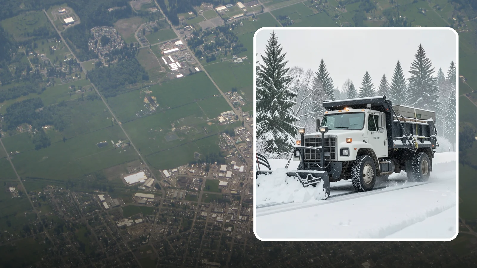 Dump Truck Plowing in Enumclaw, King County, WA - Our plow-equipped dump trucks move heavy snow and haul it away in a single, efficient operation.