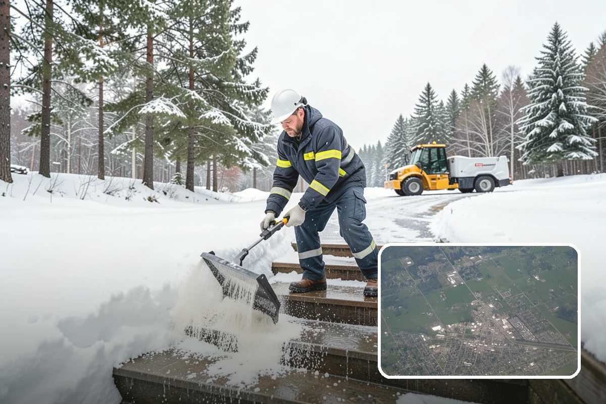 Dump Truck Plowing in Enumclaw, King County, WA - Combined plowing and hauling in a single operation