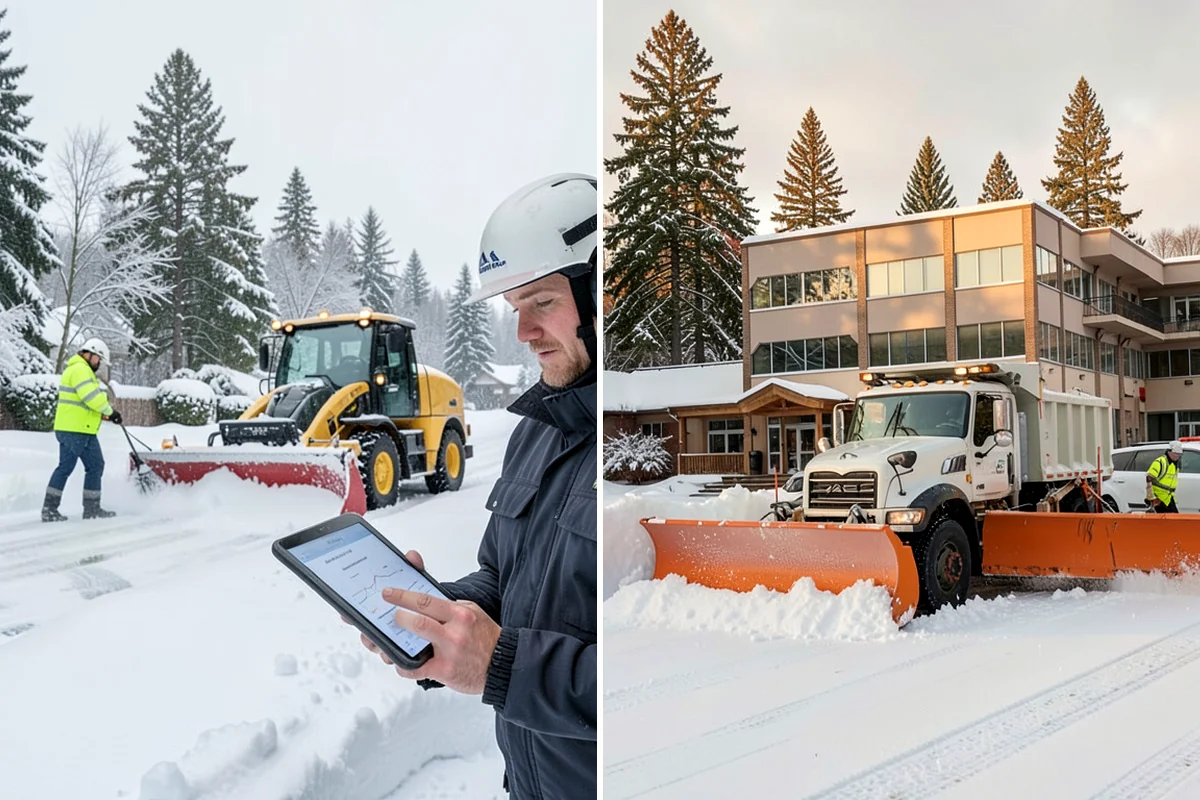Dump Truck Plowing in Enumclaw, King County, WA - Plan plow routes alongside loading and haul-off points