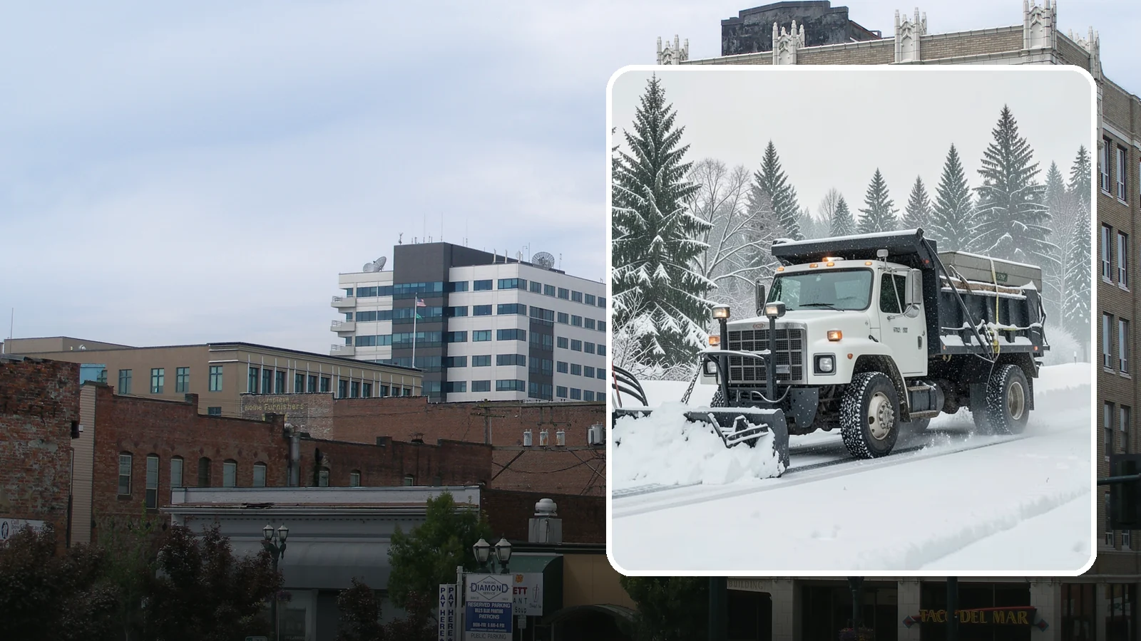 Dump Truck Plowing in Everett, Snohomish County, WA - Our plow-equipped dump trucks move heavy snow and haul it away in a single, efficient operation.