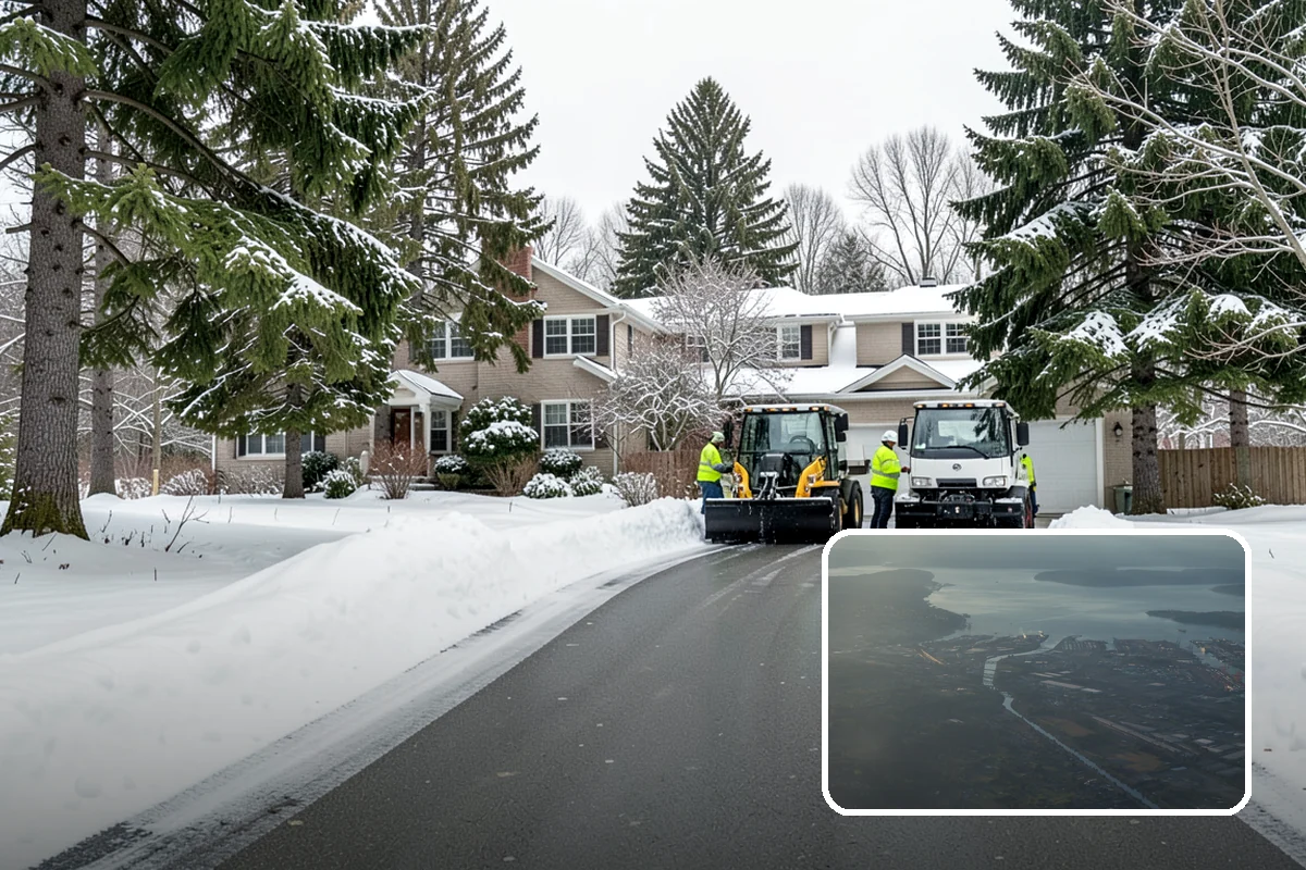 Dump Truck Plowing in Fife, Pierce County, WA - Combined plowing and hauling in a single operation