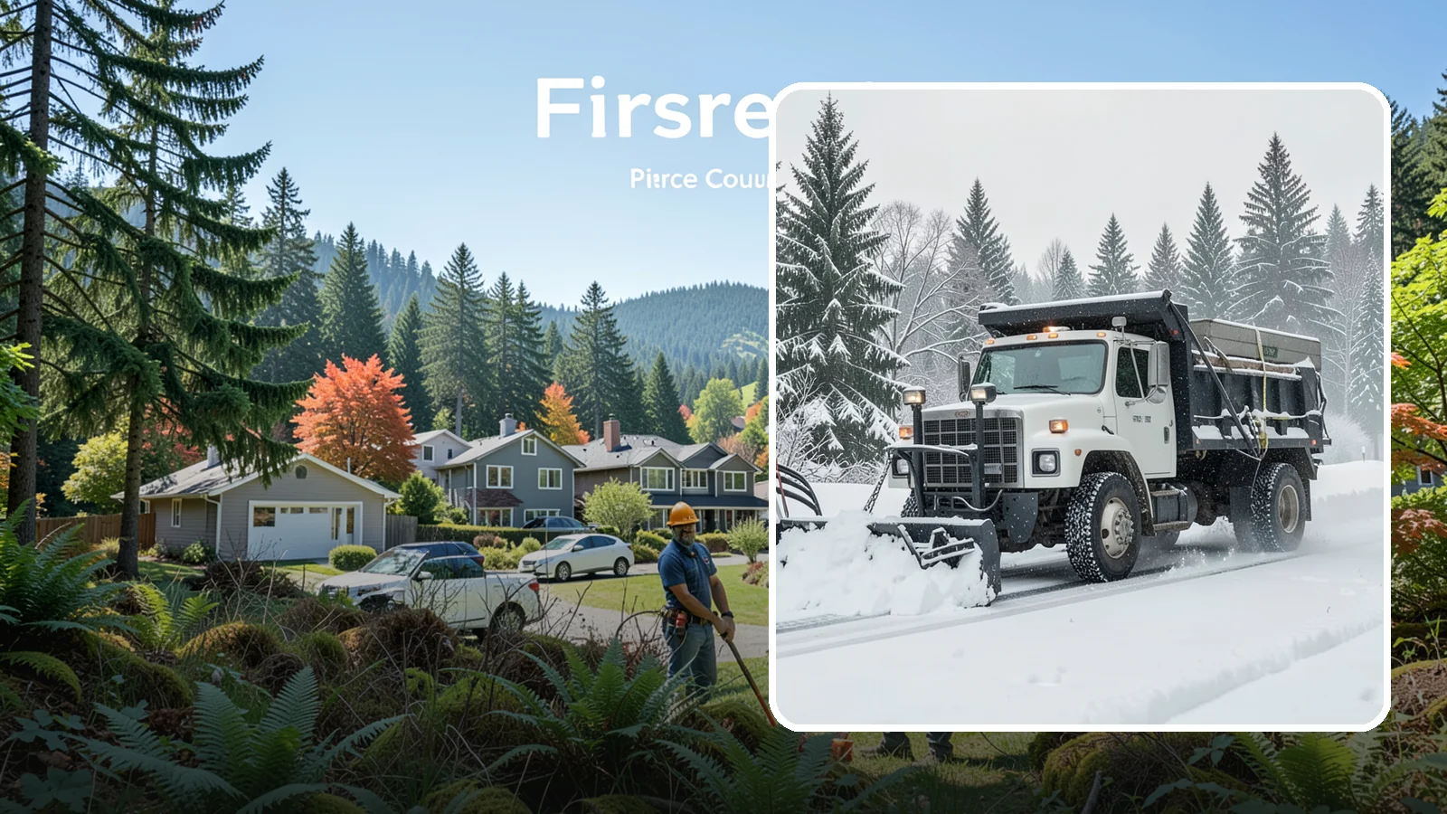 Dump Truck Plowing in Fircrest, Pierce County, WA - Our plow-equipped dump trucks move heavy snow and haul it away in a single, efficient operation.