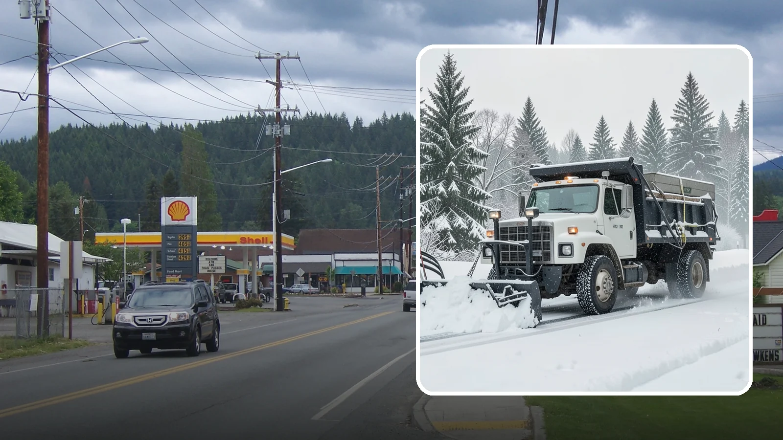 Dump Truck Plowing in Granite Falls, Snohomish County, WA - Our plow-equipped dump trucks move heavy snow and haul it away in a single, efficient operation.