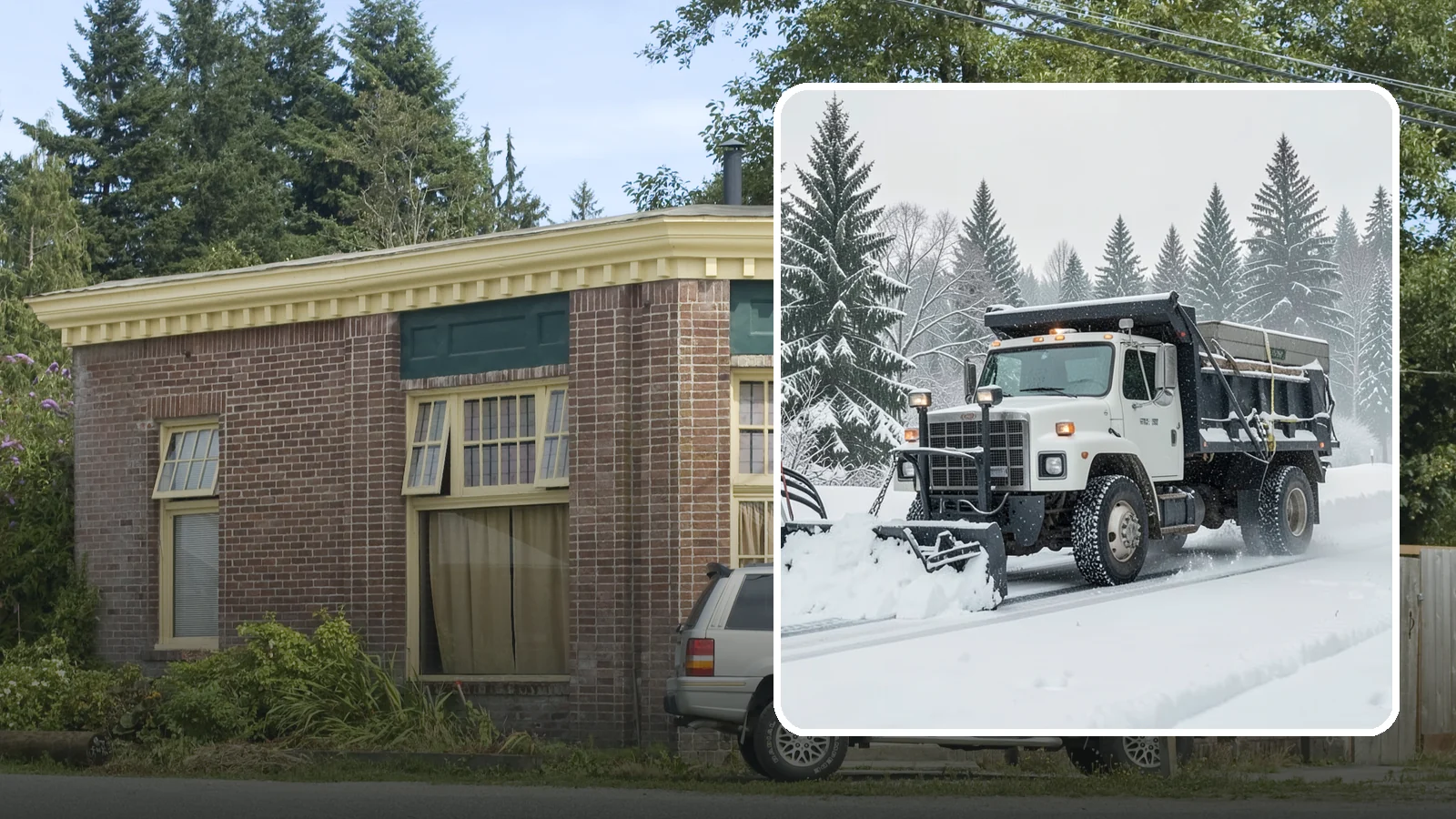 Dump Truck Plowing in Hamilton, Skagit County, WA - Our plow-equipped dump trucks move heavy snow and haul it away in a single, efficient operation.