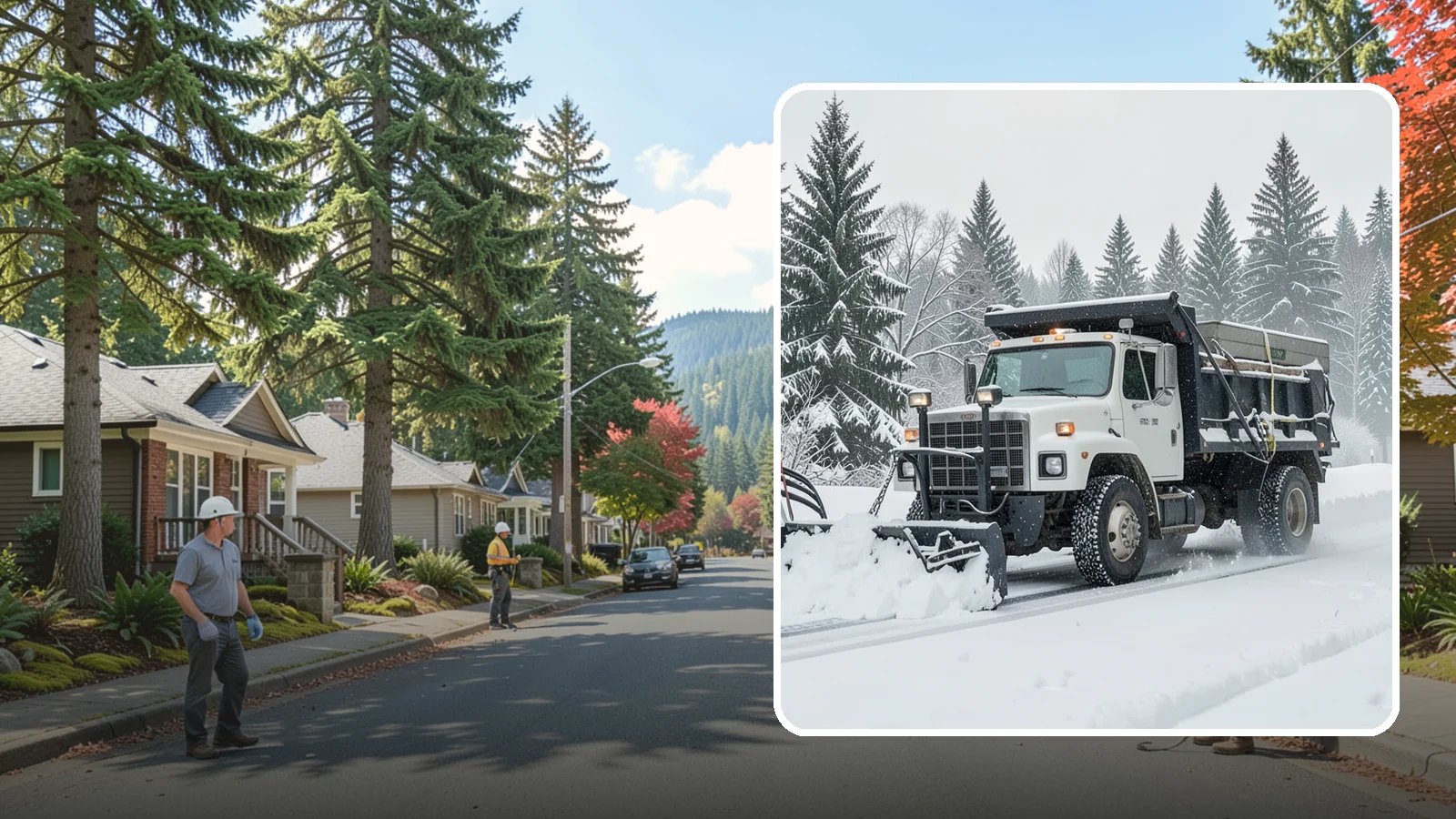 Dump Truck Plowing in Hunts Point, King County, WA - Our plow-equipped dump trucks move heavy snow and haul it away in a single, efficient operation.