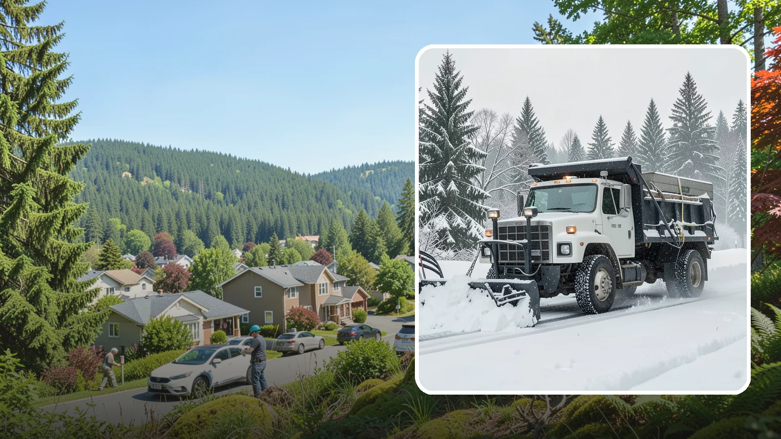 Dump Truck Plowing in Index, Snohomish County, WA - Our plow-equipped dump trucks move heavy snow and haul it away in a single, efficient operation.