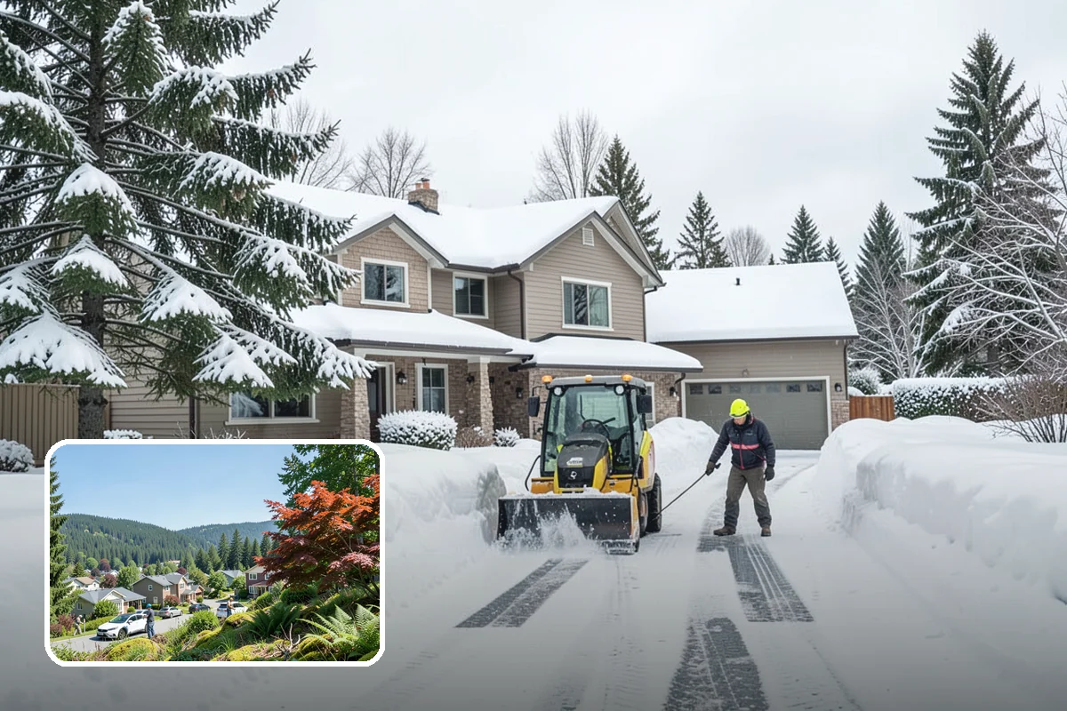 Dump Truck Plowing in Index, Snohomish County, WA - Combined plowing and hauling in a single operation