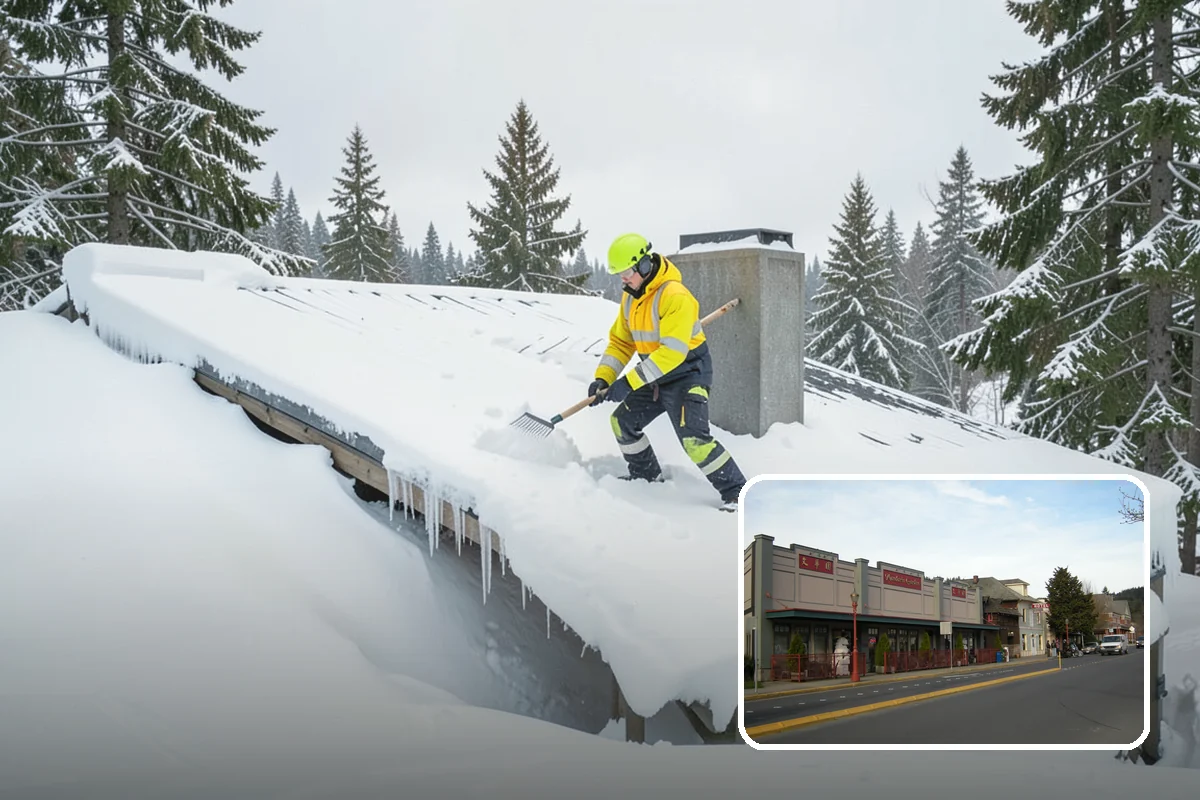 Dump Truck Plowing in Issaquah, King County, WA - Combined plowing and hauling in a single operation