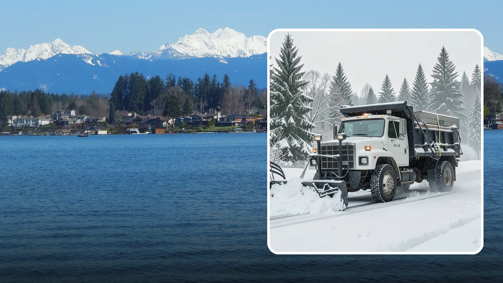 Dump Truck Plowing in Lake Stevens, Snohomish County, WA - Our plow-equipped dump trucks move heavy snow and haul it away in a single, efficient operation.