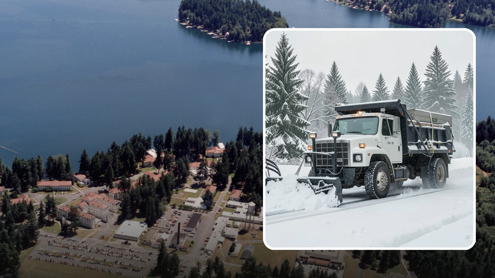 Dump Truck Plowing in Lakewood, Pierce County, WA - Our plow-equipped dump trucks move heavy snow and haul it away in a single, efficient operation.