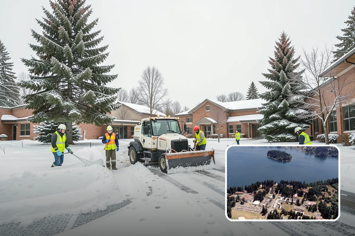Dump Truck Plowing in Lakewood, Pierce County, WA - Combined plowing and hauling in a single operation