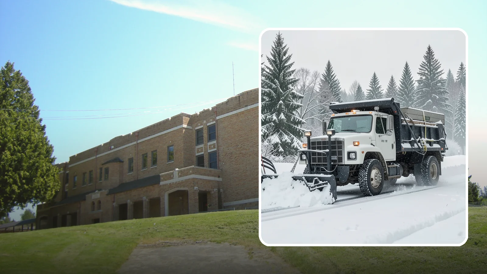 Dump Truck Plowing in Maple Valley, King County, WA - Our plow-equipped dump trucks move heavy snow and haul it away in a single, efficient operation.