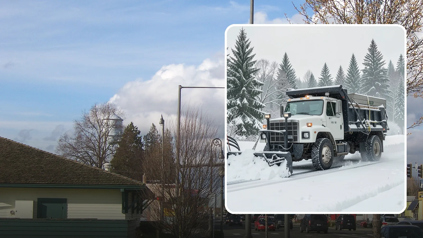 Dump Truck Plowing in Marysville, Snohomish County, WA - Our plow-equipped dump trucks move heavy snow and haul it away in a single, efficient operation.