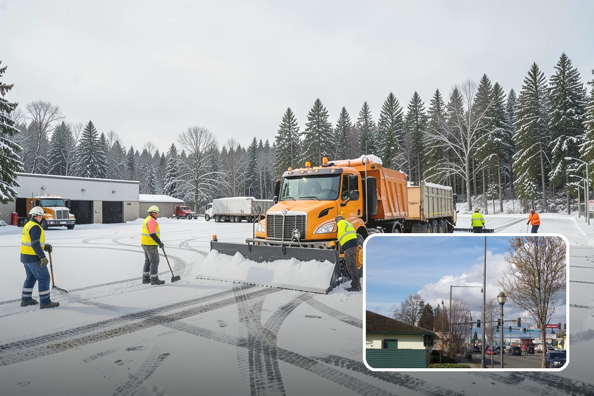 Dump Truck Plowing in Marysville, Snohomish County, WA - Combined plowing and hauling in a single operation