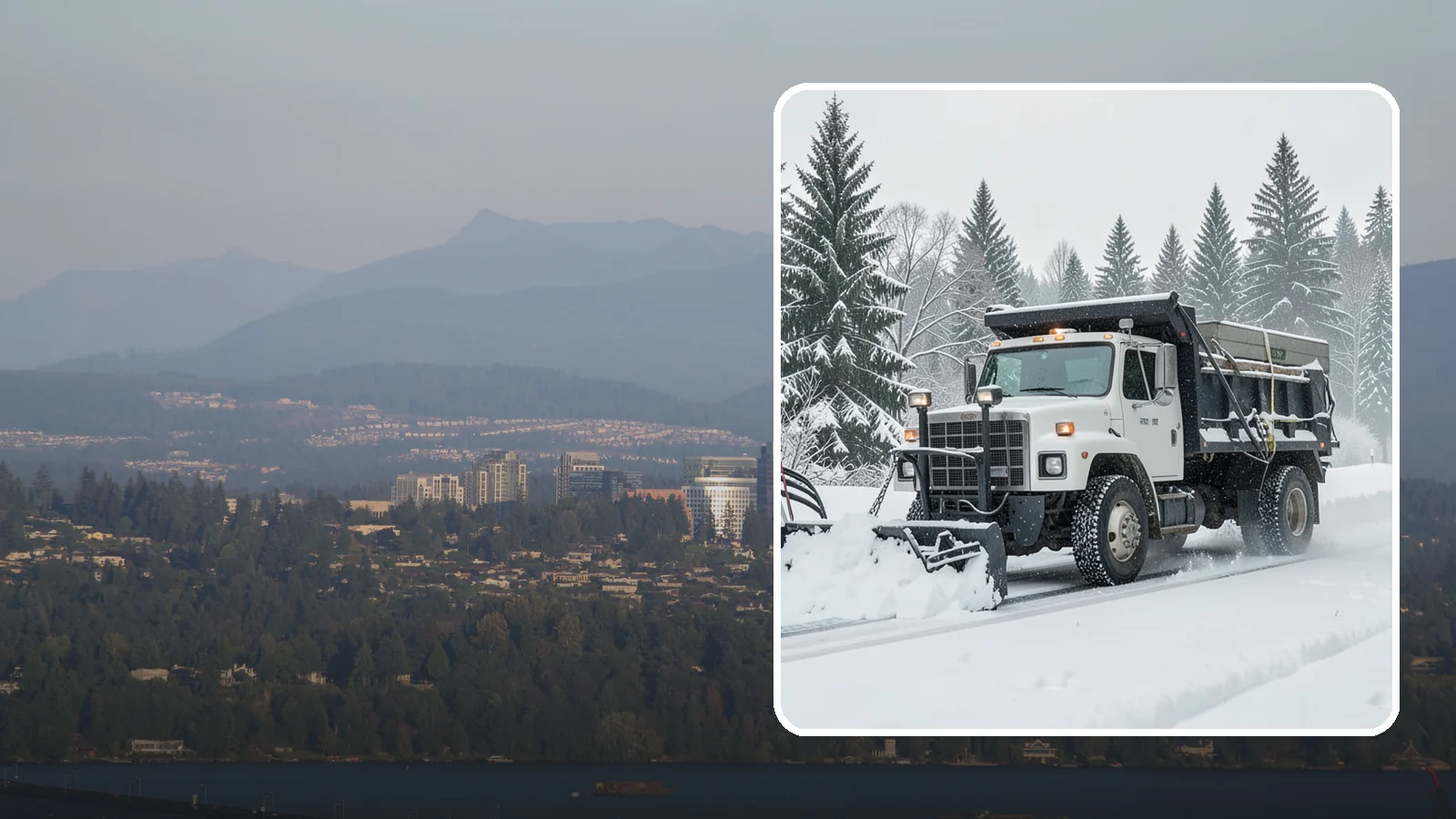 Dump Truck Plowing in Medina, King County, WA - Our plow-equipped dump trucks move heavy snow and haul it away in a single, efficient operation.