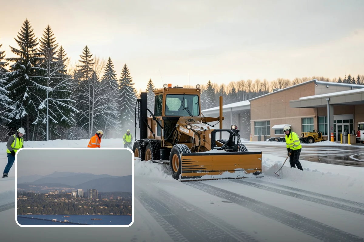 Dump Truck Plowing in Medina, King County, WA - Combined plowing and hauling in a single operation