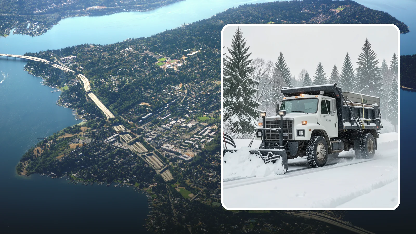 Dump Truck Plowing in Mercer Island, King County, WA - Our plow-equipped dump trucks move heavy snow and haul it away in a single, efficient operation.