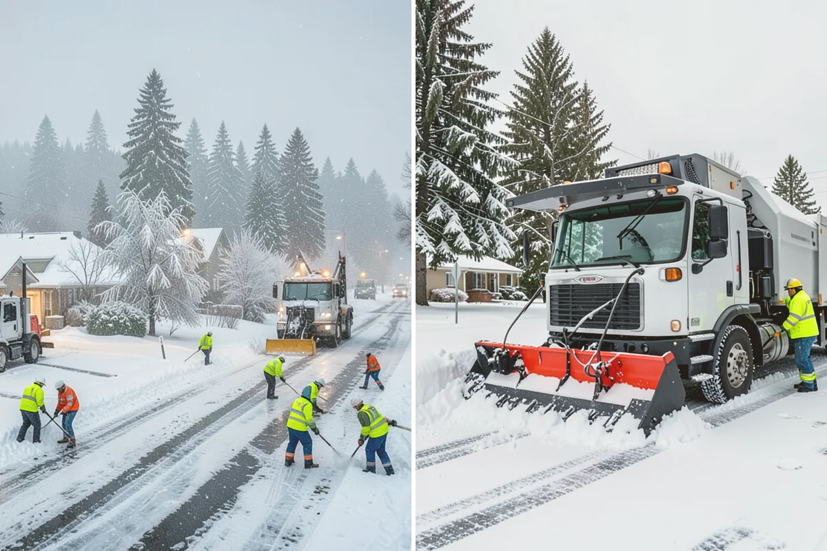 Dump Truck Plowing in Milton, King County, WA - Plan plow routes alongside loading and haul-off points
