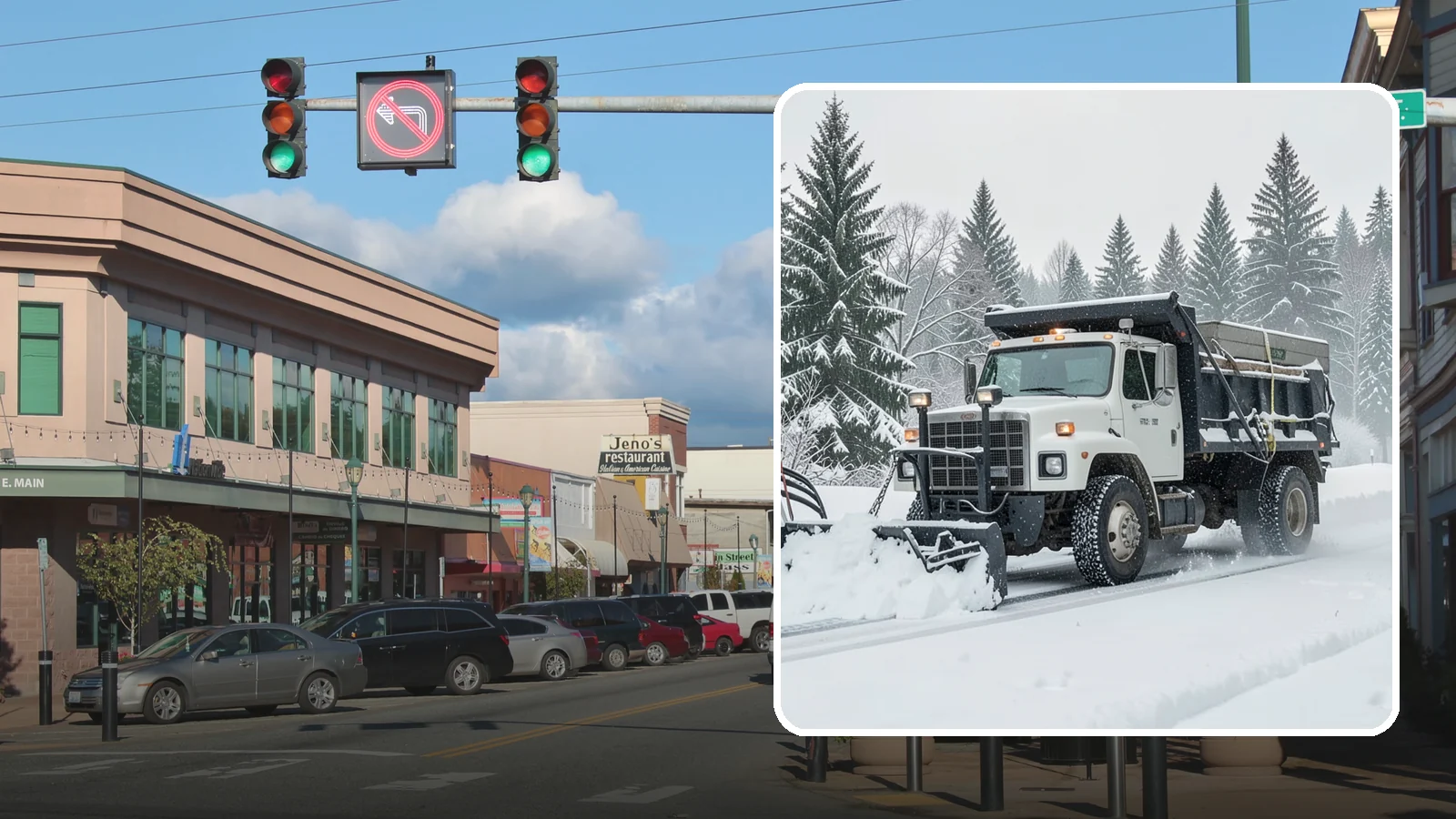 Dump Truck Plowing in Monroe, Snohomish County, WA - Our plow-equipped dump trucks move heavy snow and haul it away in a single, efficient operation.