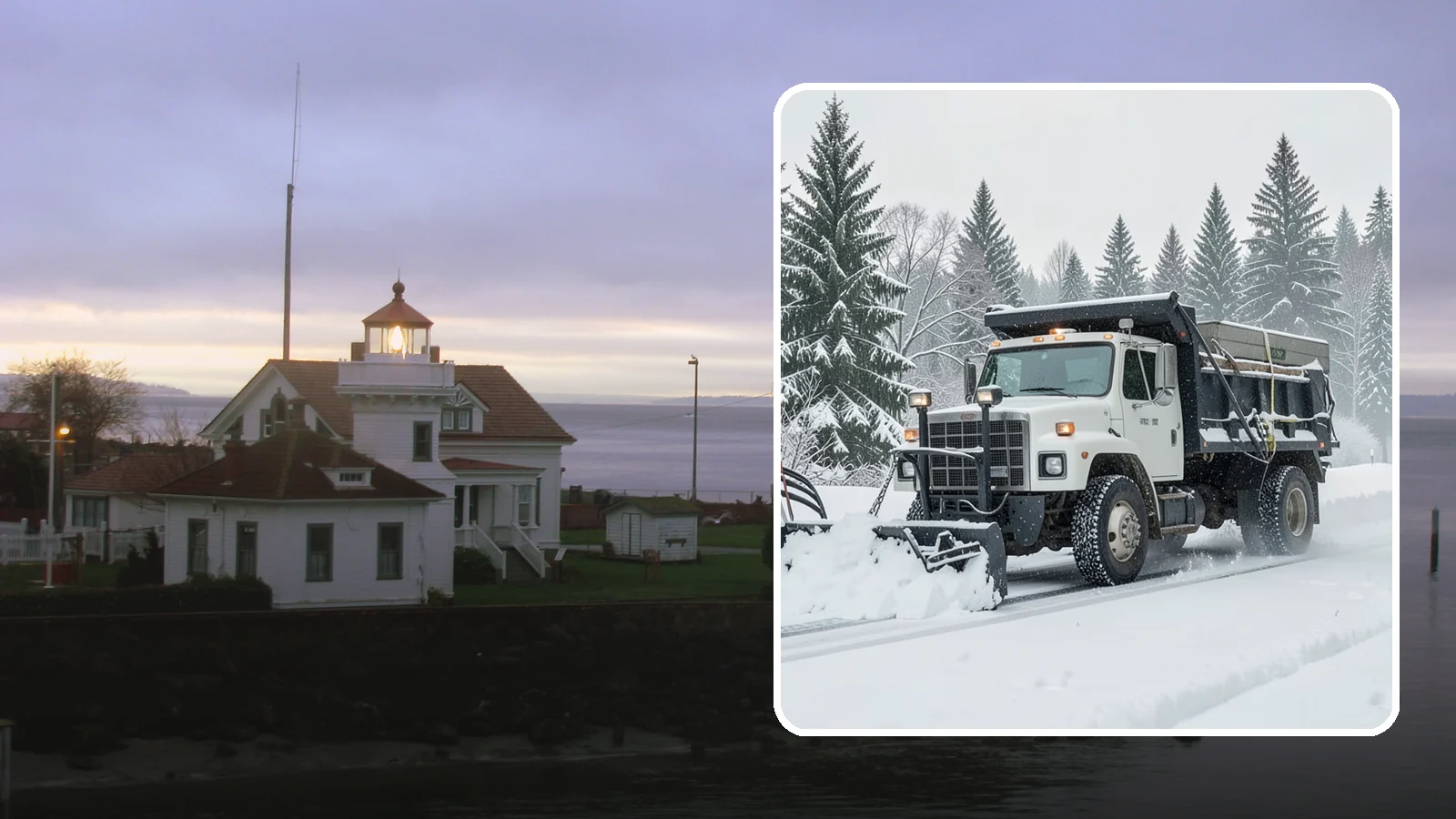 Dump Truck Plowing in Mukilteo, Snohomish County, WA - Our plow-equipped dump trucks move heavy snow and haul it away in a single, efficient operation.