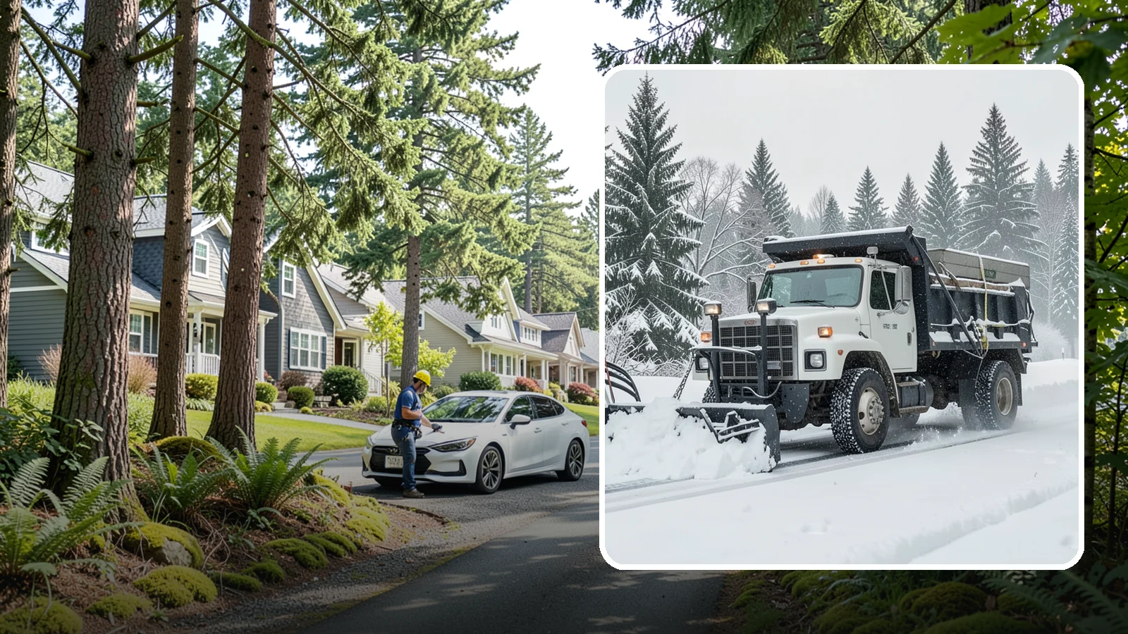 Dump Truck Plowing in Normandy Park, King County, WA - Our plow-equipped dump trucks move heavy snow and haul it away in a single, efficient operation.