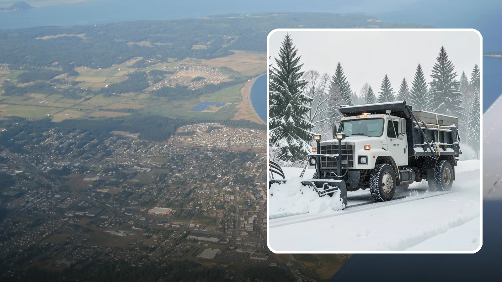 Dump Truck Plowing in Oak Harbor, Island County, WA - Our plow-equipped dump trucks move heavy snow and haul it away in a single, efficient operation.