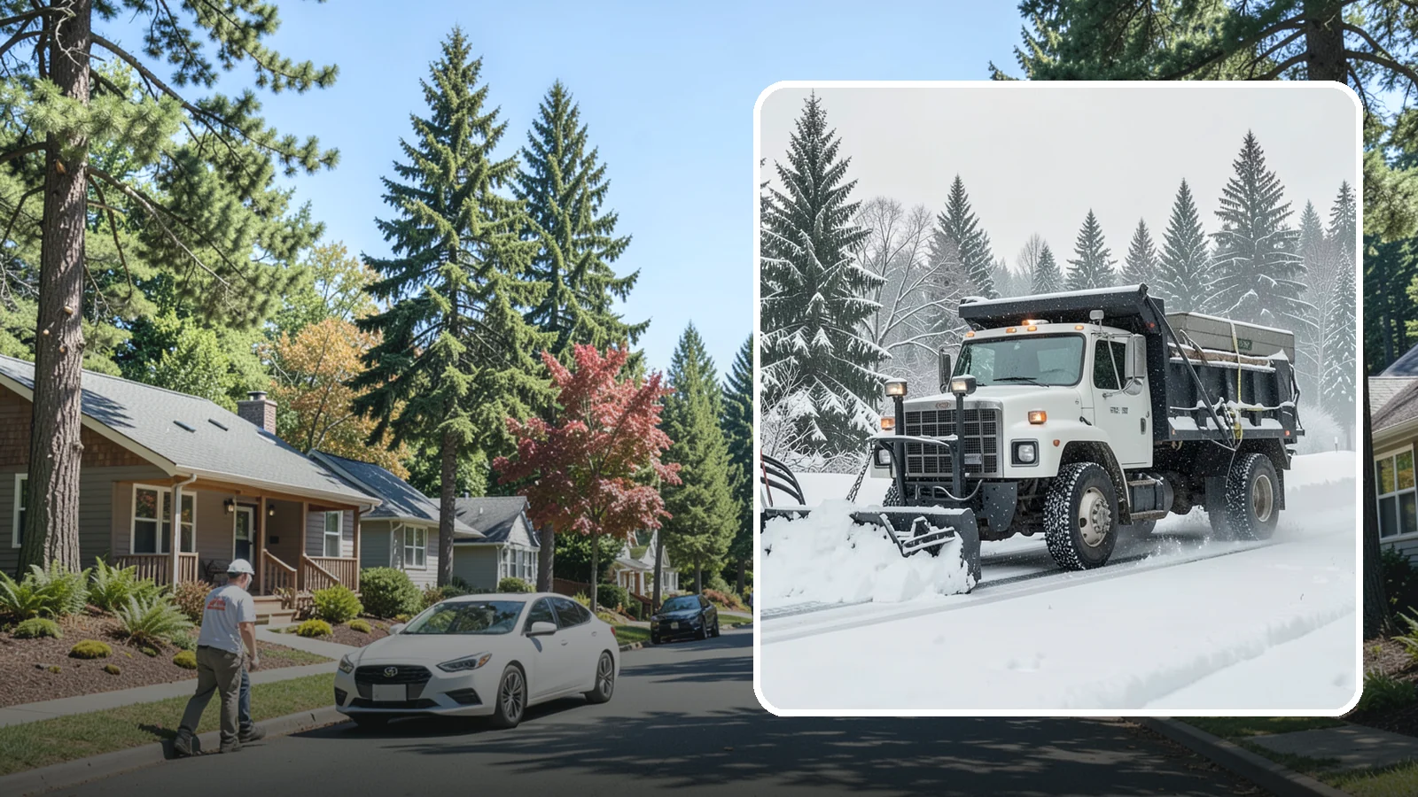 Dump Truck Plowing in Orting, Pierce County, WA - Our plow-equipped dump trucks move heavy snow and haul it away in a single, efficient operation.
