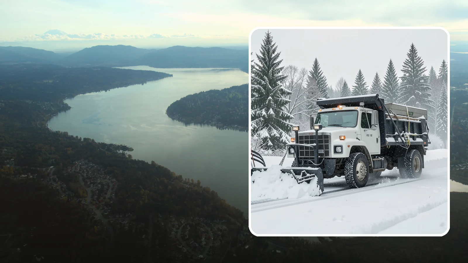 Dump Truck Plowing in Sammamish, King County, WA - Our plow-equipped dump trucks move heavy snow and haul it away in a single, efficient operation.