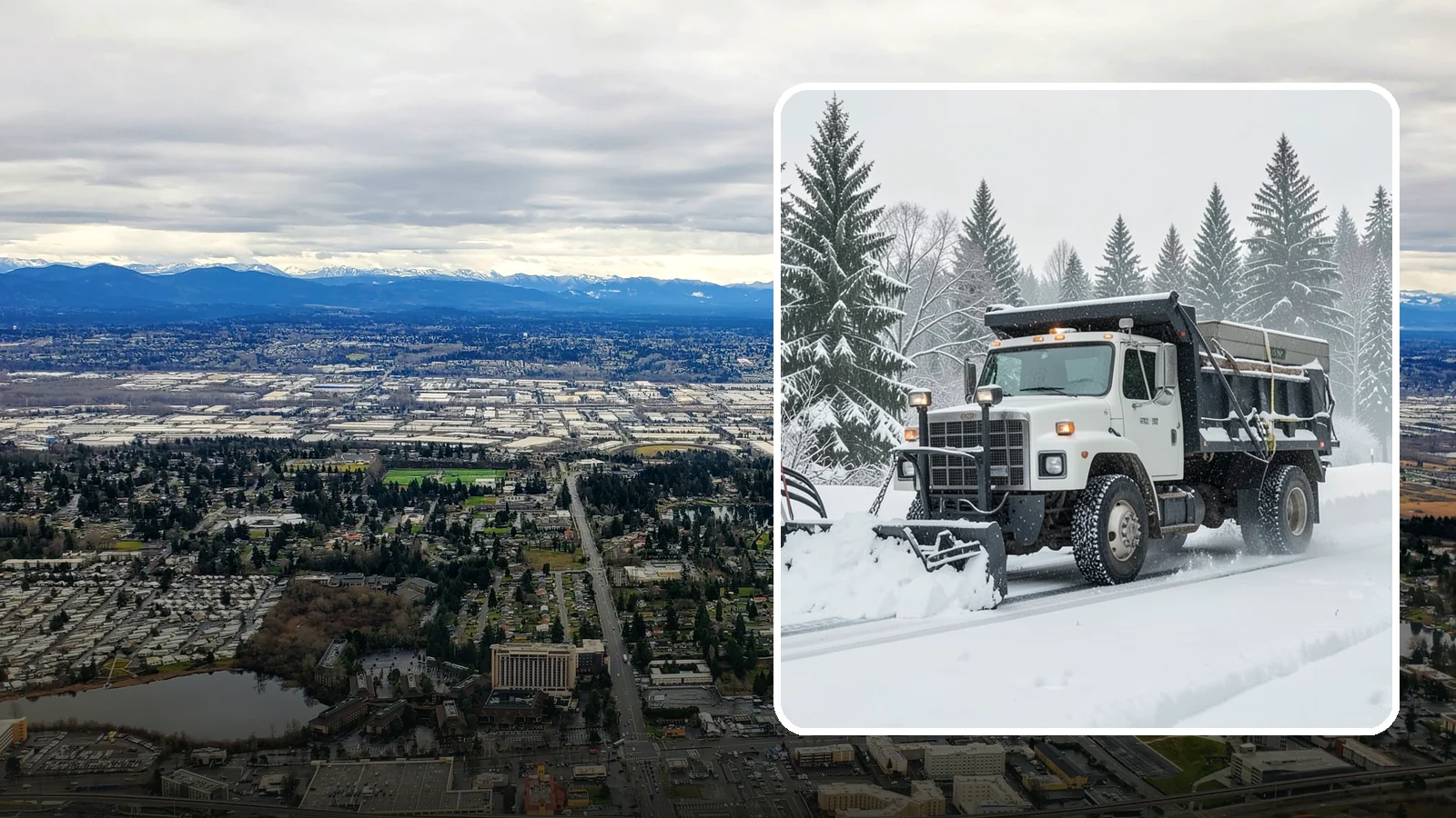 Dump Truck Plowing in SeaTac, King County, WA - Our plow-equipped dump trucks move heavy snow and haul it away in a single, efficient operation.