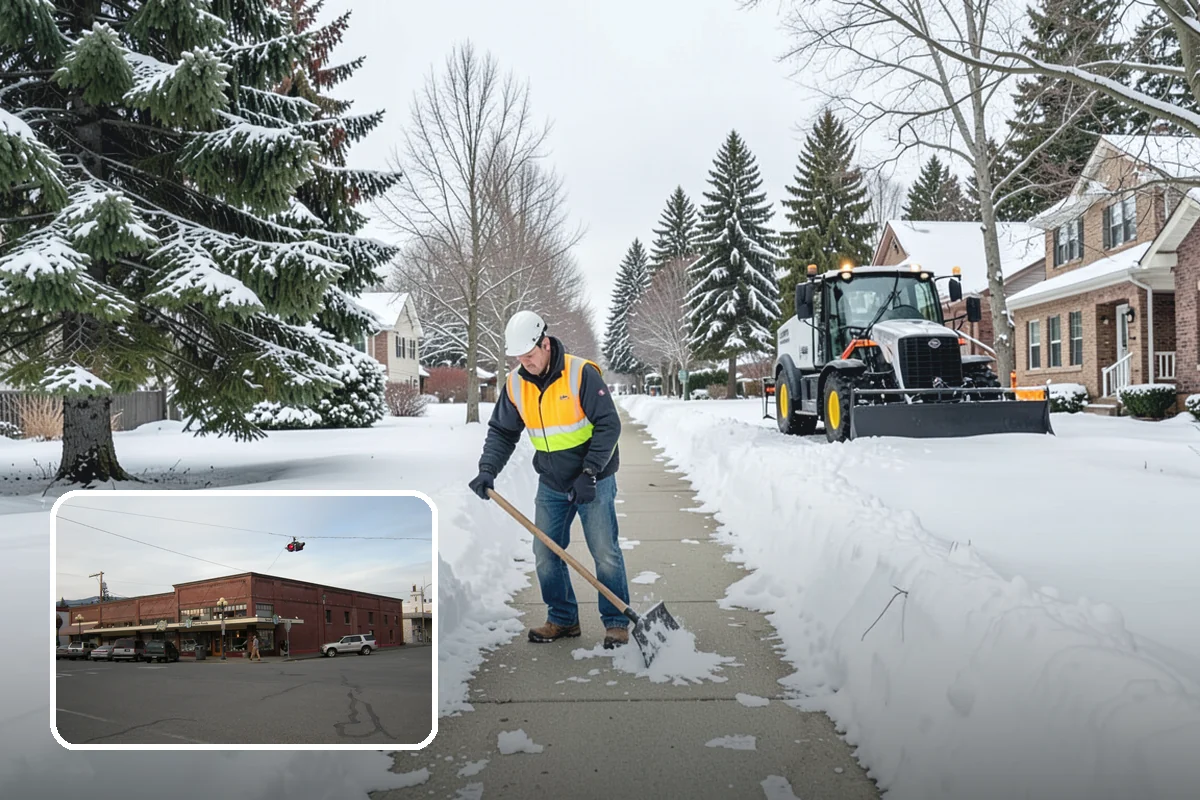 Dump Truck Plowing in Sedro-Woolley, Skagit County, WA - Combined plowing and hauling in a single operation