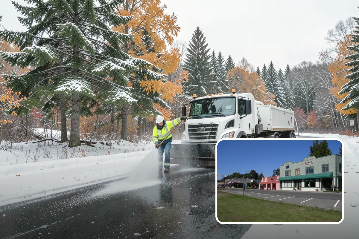 Dump Truck Plowing in Snoqualmie, King County, WA - Combined plowing and hauling in a single operation