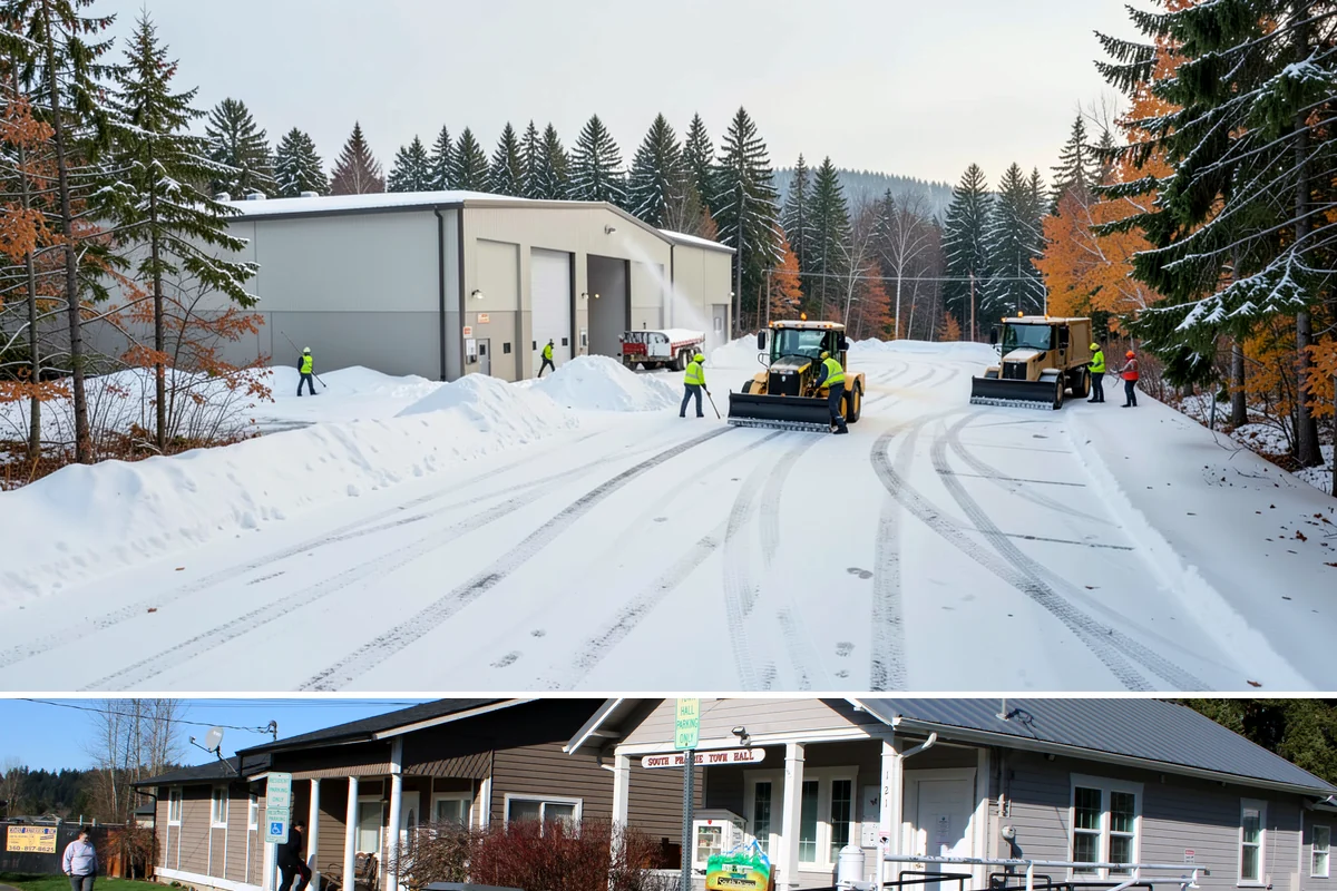 Dump Truck Plowing in South Prairie, Pierce County, WA - Dump truck plowing is most useful during heavy accumulation events from December through February on space-limited commercial...