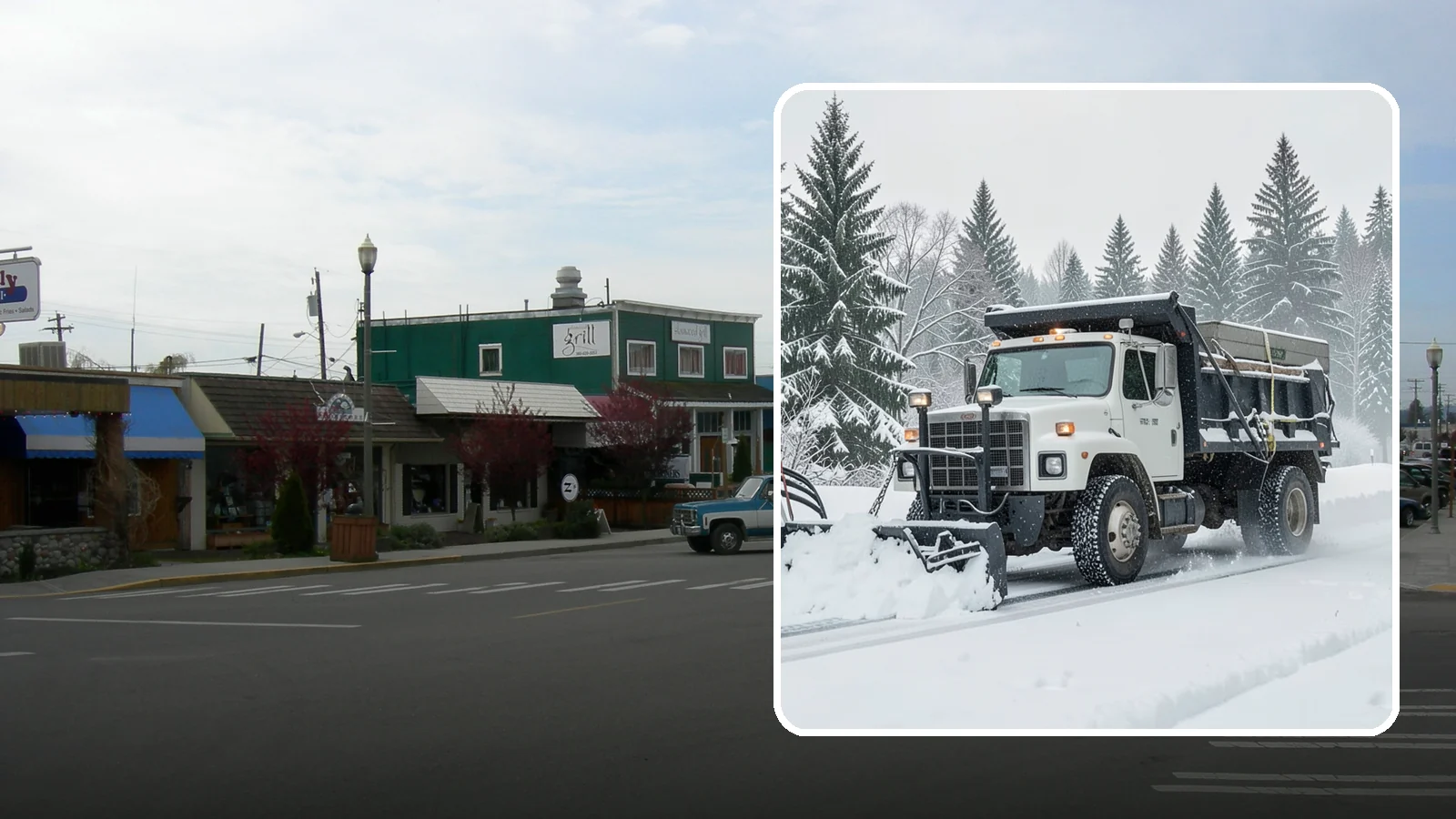 Dump Truck Plowing in Stanwood, Snohomish County, WA - Our plow-equipped dump trucks move heavy snow and haul it away in a single, efficient operation.