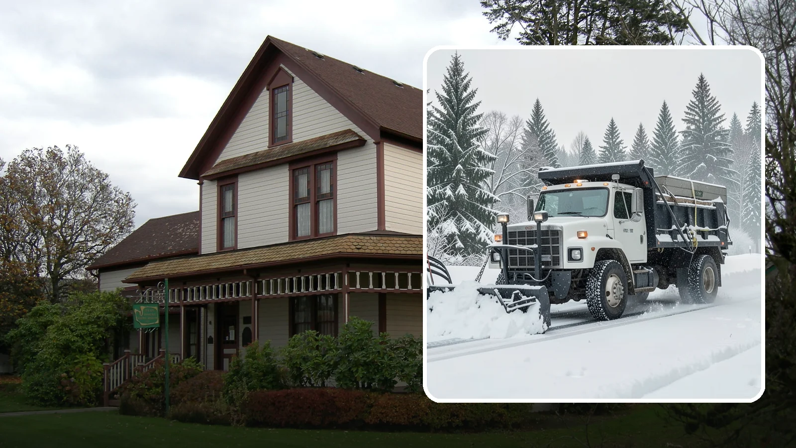 Dump Truck Plowing in Sumner, Pierce County, WA - Our plow-equipped dump trucks move heavy snow and haul it away in a single, efficient operation.