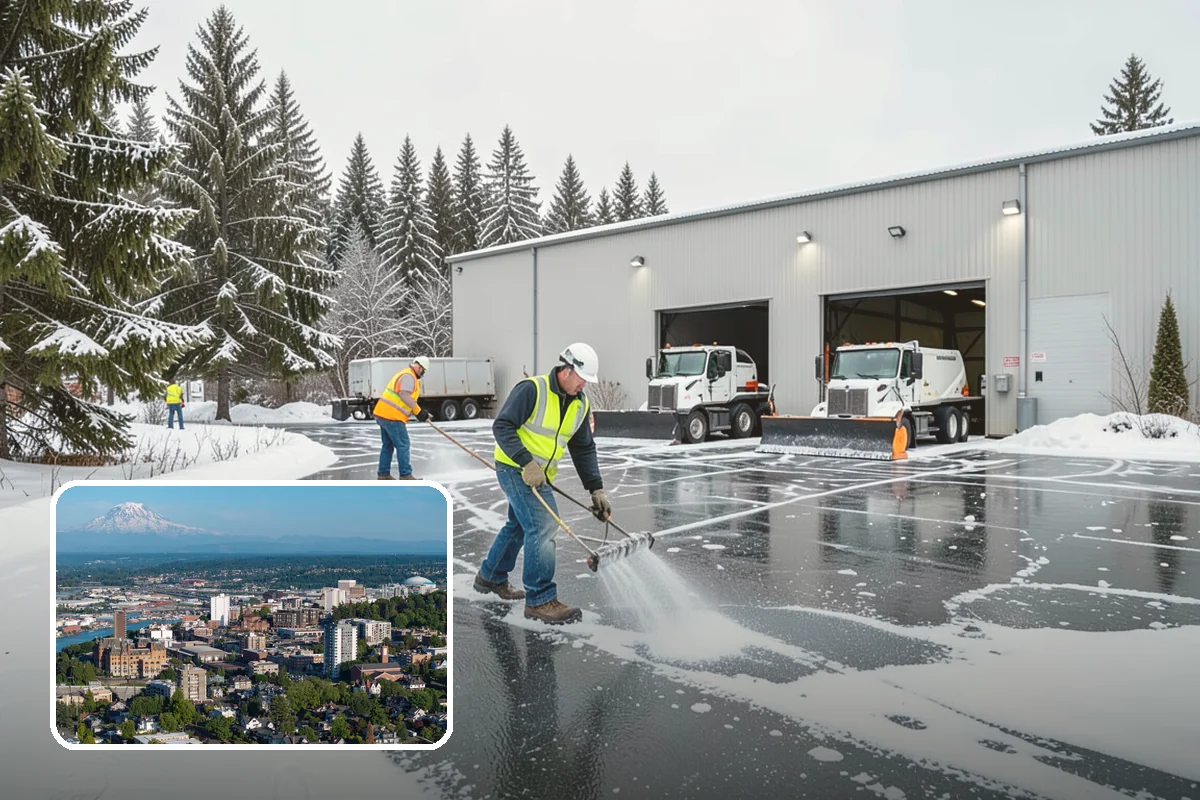 Dump Truck Plowing in Tacoma, Pierce County, WA - Combined plowing and hauling in a single operation